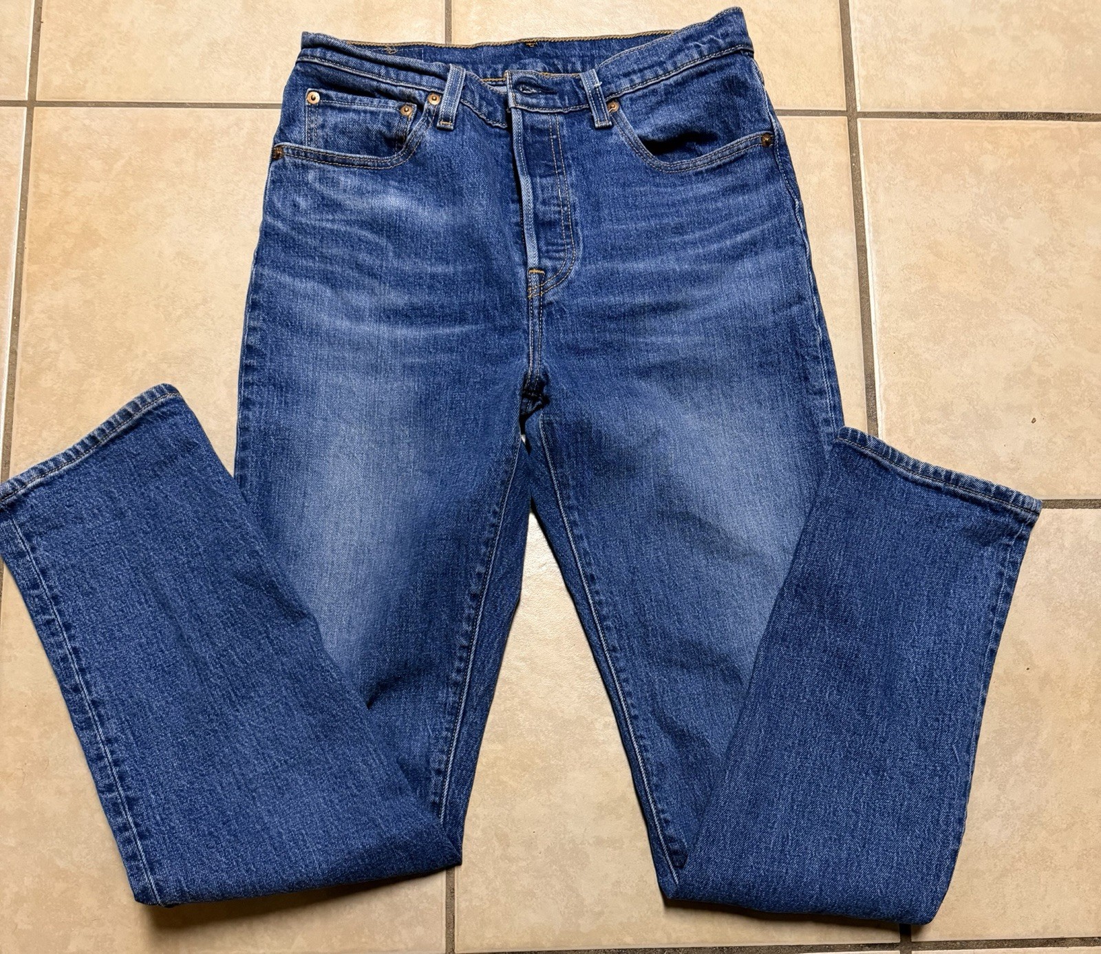 Straight Button Solid 5-pocket Design Women