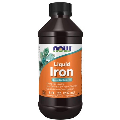 NOW Supplements Iron Liquid 18mg, Non-Constipating, Essential Mineral, 8 oz