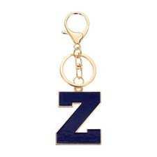 Initial Letter Keychain, Alphabet Letter A-Z Keyring, Blue Z 