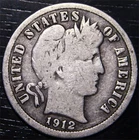 New Listing1912 S Barber Dime 90% Silver US Coin San Francisco Mint