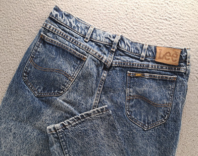 VTG Lee Storm Rider Jeans 36x30 Stone Wash Denim Distressed Union Made USA 80s