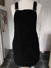 BLACK CORDED PINAFORE DUNGAREE DRESS SIZE 12 BY GEORGE