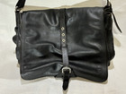 Versace Black Leather Messenger Bag with Silver Buckle Used — photo 2