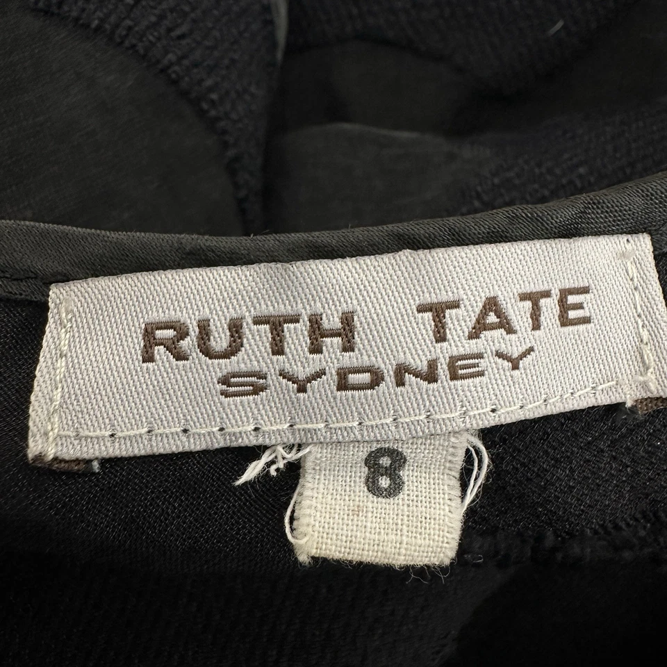 Ruth Tate Sydney Dress Women AU 8 Black Sheer Striped Lined Knee Length Aust - Image 3 of 4