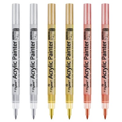 6 PCS Gold Rose Silver Metallic Permanent Paint Marker Pen Crafts Fabric