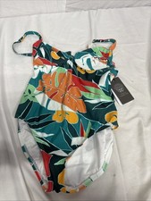 Vince Camuto One Piece Swimsuit Womens Size 6 Teal Multi Floral NWT