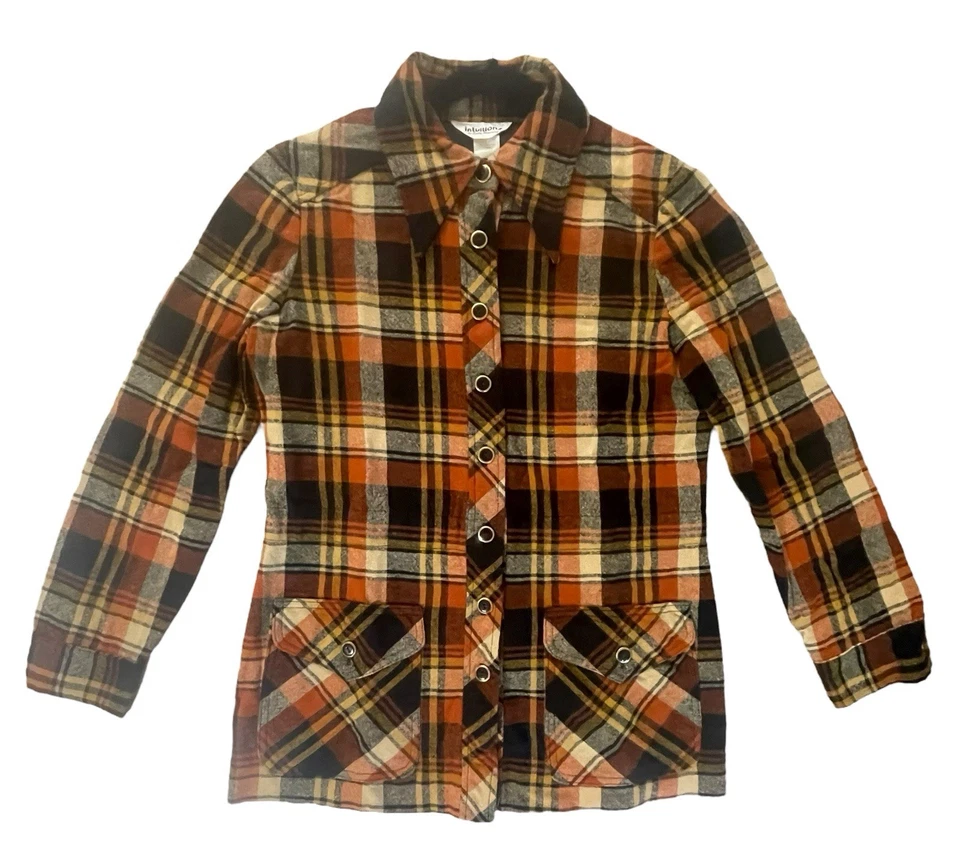 Calça xadrez de lã vintage anos 60 anos 70 tamanho 4 pequena S outono ação de graças retrô feminina - Imagem 3 de 4