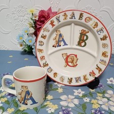 Tiffany  Co. Alphabet Bear Mug  Plate Set, 7.5cm/21.5cm, Used