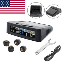 Wireless Car Solar TPMS LCD Tire Pressure Monitoring System + 4 External Sensors
