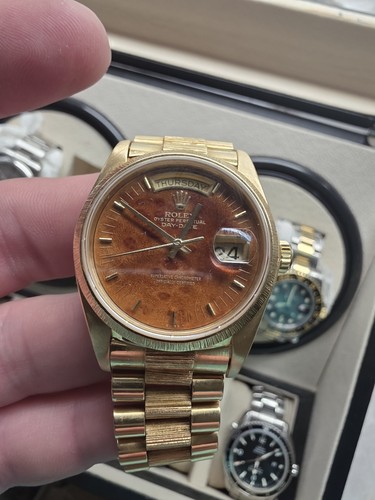 Rolex Day-Date 18078 Walnut Burl Wood Dial 18K Yellow Gold President 36mm