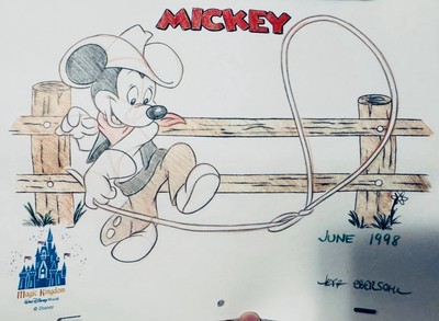 DISNEY MGM ART STUDIO HAND DRAWN  MICKEY ROUNDUP SKETCH