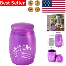 Decorative Urns for Ashes Purple Butterfly Stainless Steel Keepsake Small