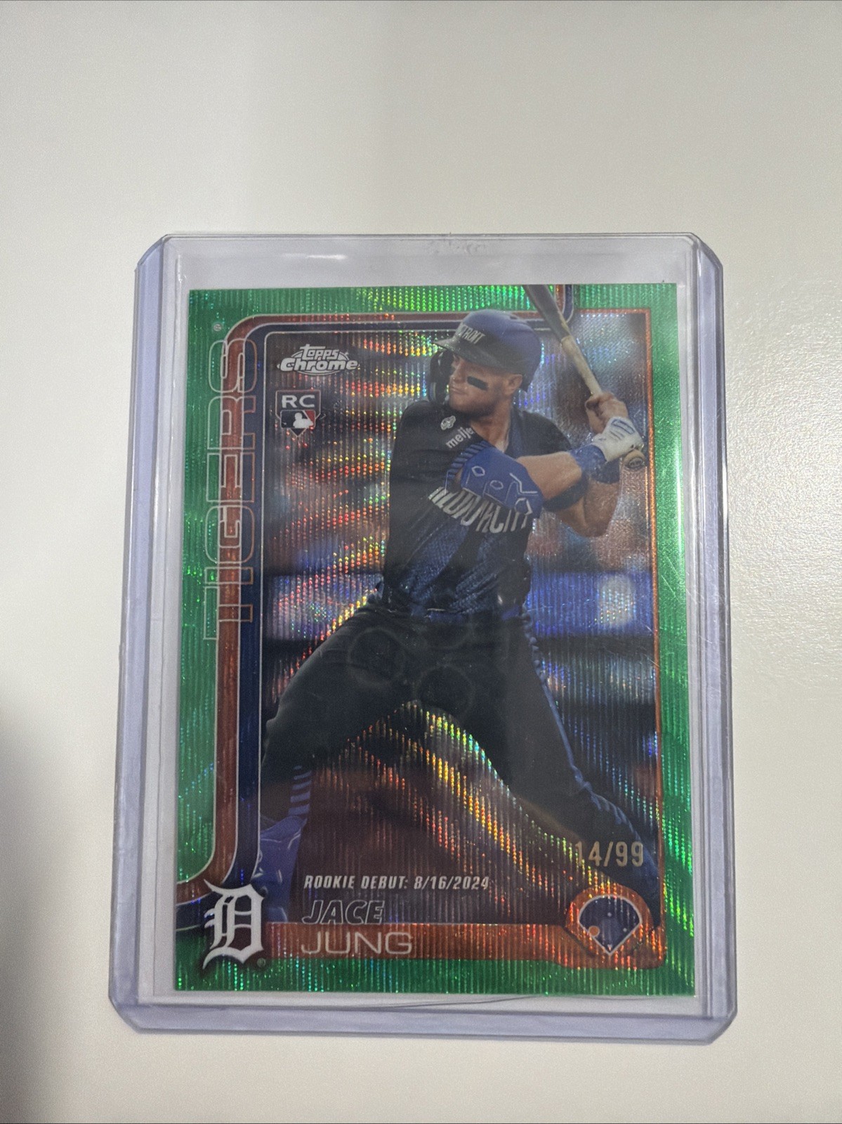 2025 Topps Chrome Update Series -Jace Jung #USC121 Green Wave Refractor /99 (RC)