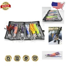 High Quality 6pc Saltwater Trolling Lures - Rigged, 9", Dolphin Tuna