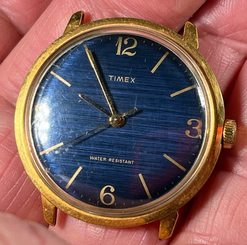 🕰️ Vintage Timex Marlin Wind-Up Watch 27249 | 1979 Mechanical Blue Dial Retro