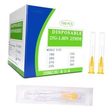 100 Pack 25 Ga 25mm 1IN Disposable Dispensing Needles for Scientific 25G 1 inch