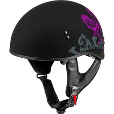 GMax Matte Black/Purple/Gray HH-65 Naked Corvus Half Helmet H16510964