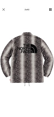 Supreme North Face TNF Snakeskin Black Taped Seam Coaches Jacket