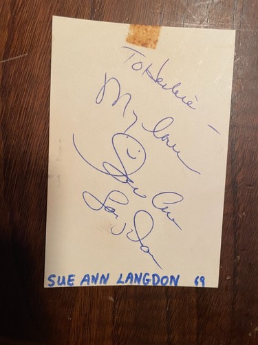 1969 SUE ANN LANGDON PLAYBOY MODEL SIGNED INDEX CARD CUT | eBay