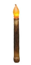 Burnt Mustard Timer Taper Candle, 9" Primitive Taper Candle w/ Timer, Pack of 4