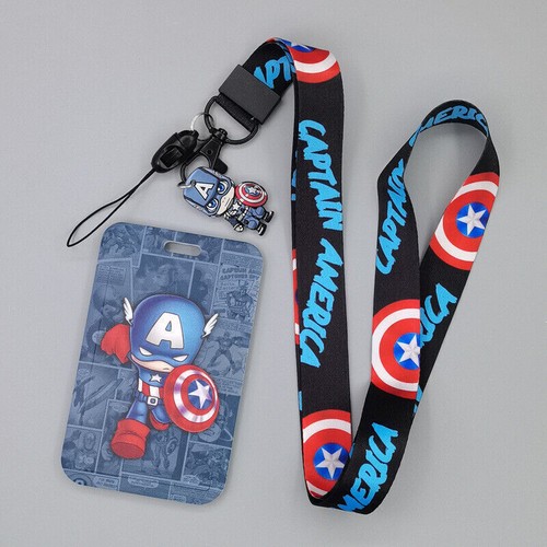 Clear Neck Strap Cartoon Badge Pass Card Holder Tag Superhero ID Lanyard Clip - Picture 42 of 57