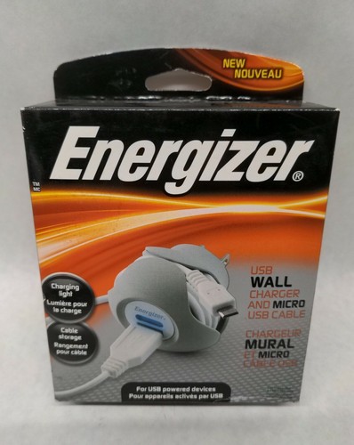 Energizer USB Wall Charger + Micro USB Cable W/ Built in Cable Storage White - Picture 2 of 5