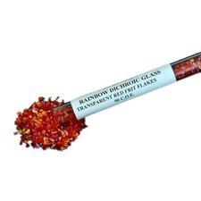 Frit Flakes RED with Rainbow Dichroic Coating 90 COE 1 oz Glass Fusing Supplies