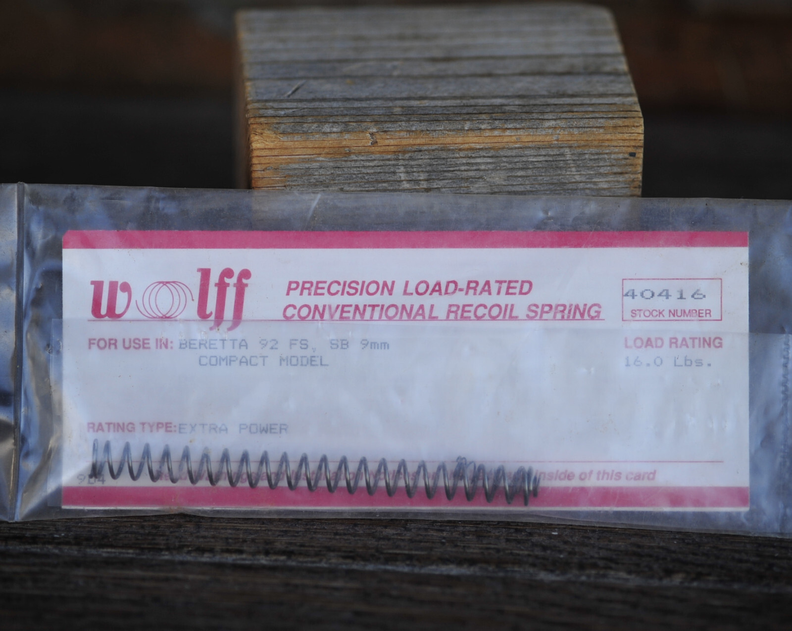 Wolff Recoil Spring Beretta 92 FS /SB, 9mm Compact Model 16lb Extra Power 40416