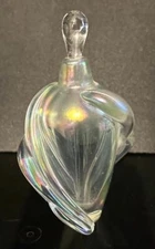 Thomas Buechner Signed Iridescent Art Glass Perfume Bottle with Stopper 1982
