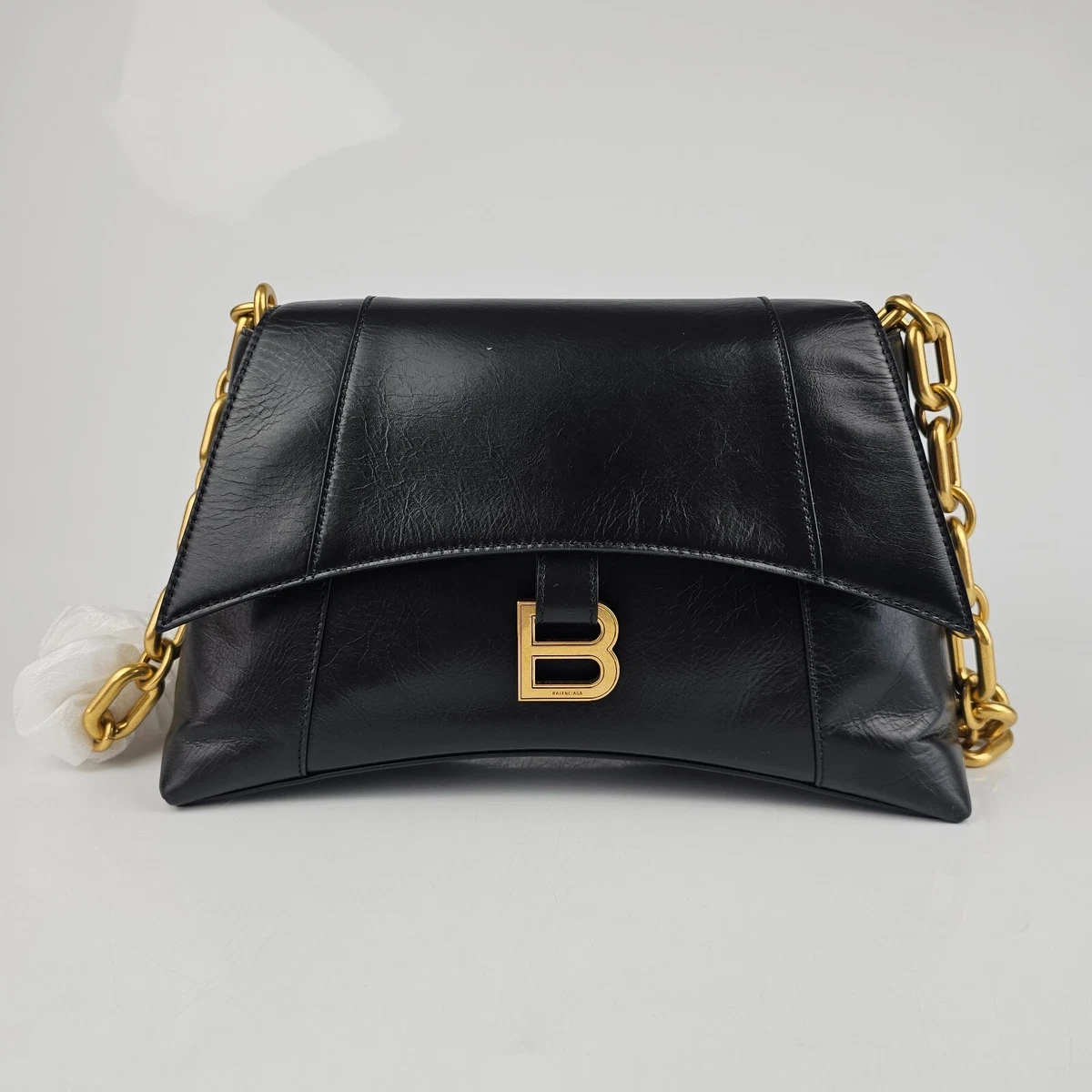 Slapper af smække læser Balenciaga Downtown Black Leather Shoulder Bag New | eBay