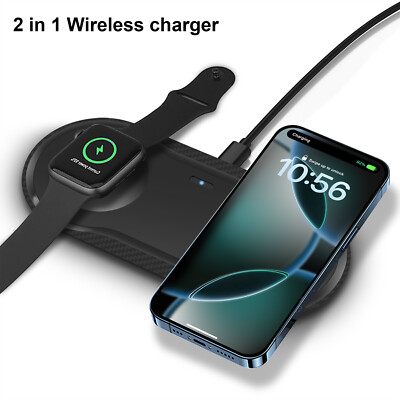 2In1 Wireless Charger Mat Dual Charging Pad For Apple Watch Ultra/10/9 iPhone 16