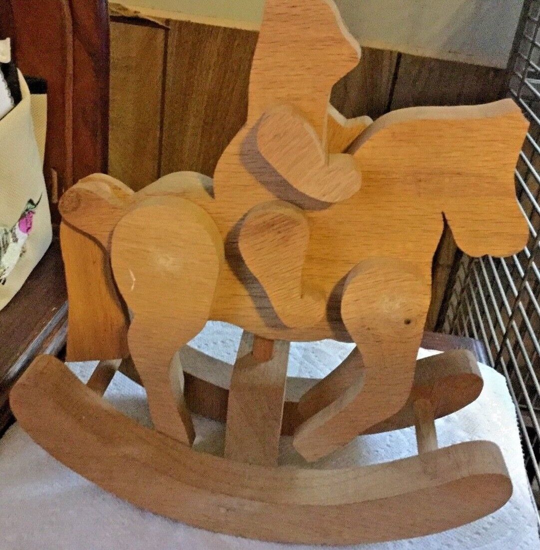 WOOD ROCKING HORSE MOVABLE LEGS AND TAIL CLIP CLOP NOISE WHEN MO