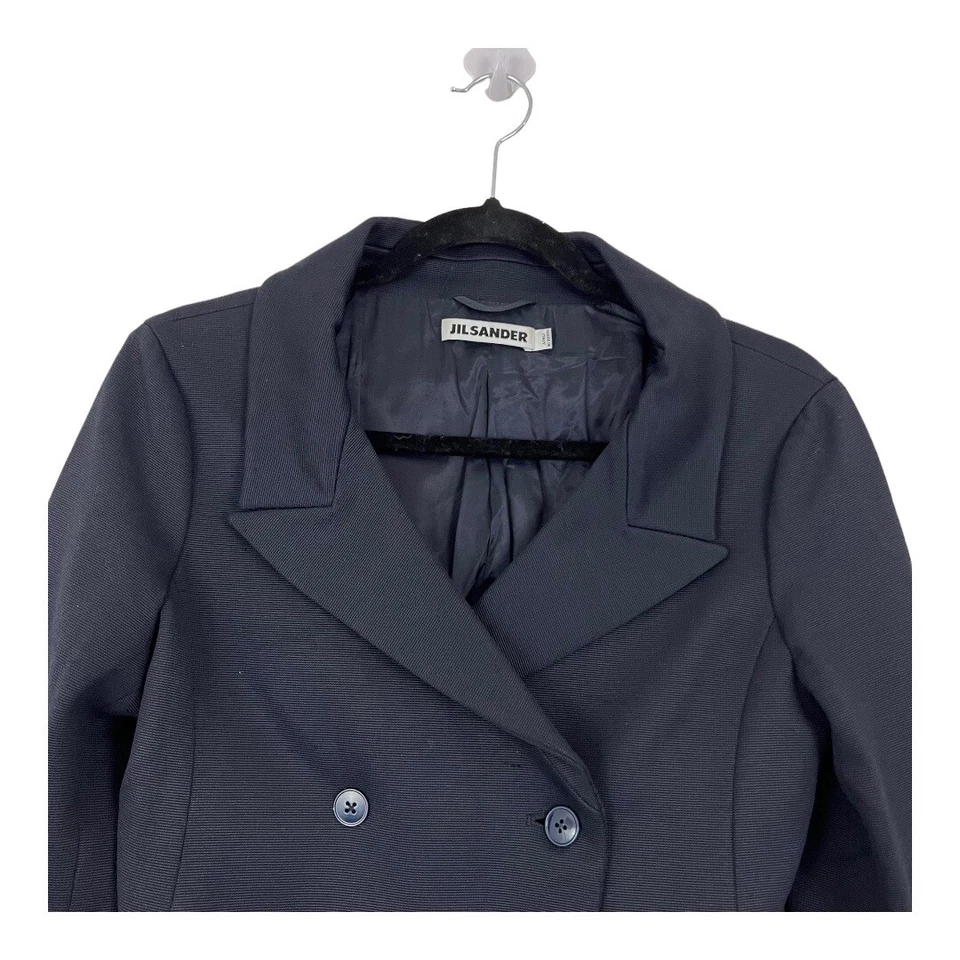 Blazer Jil Sander feminino tamanho 40 azul marinho jaqueta peito duplo - Imagem 2 de 4