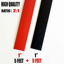 1" inch Polyolefin 2:1 Heat Shrink Tubing (10 Feet  5' BLACK & 5 RED )