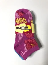 Girls Low Cut Socks Size 9-11 Hawaiian Floral Pink 3 Pair