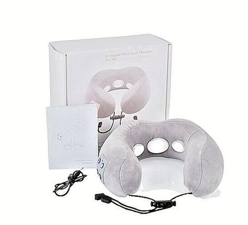 Pillow Neck Massage Heated Cervical Spine Tens Memory Foam Rechargeable Massager