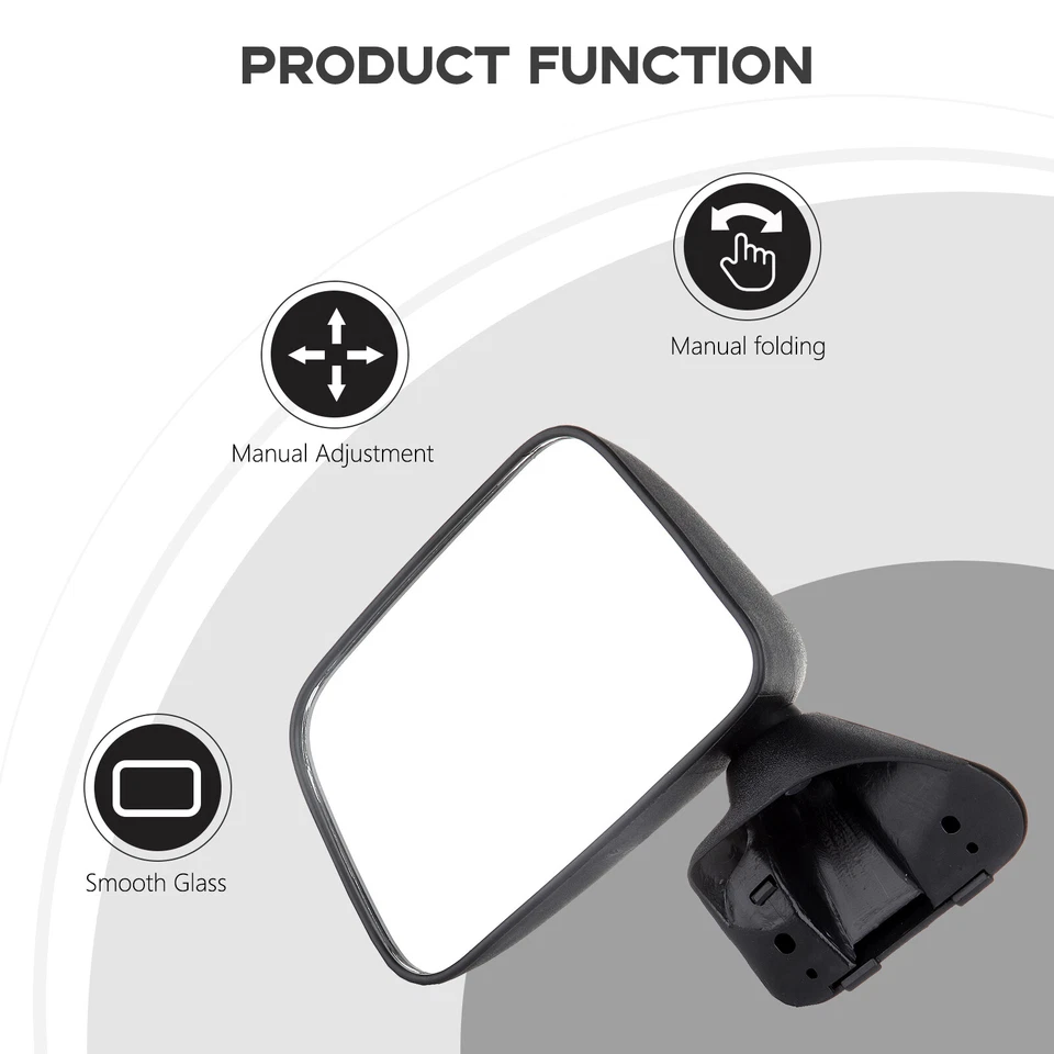 Mirror Set For 1989-1995 Toyota Pickup Manual Folding Textured Black - Image 4 of 4