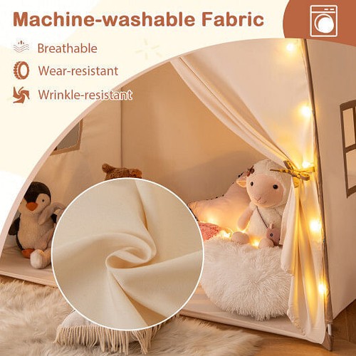 Kids Play Tent Bed Tent with String Lights Extra Large Playhouse Tent-Coffee - C - Picture 5 of 5