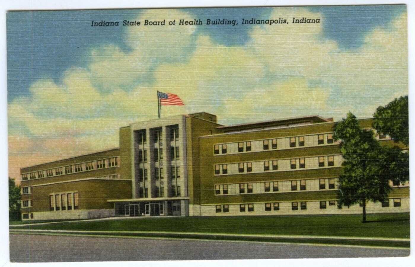 Indianapolis IN Indiana State Board of Health Building Linen Postcard