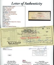 Lucille Ball JSA Coa Signed 1954 Personal Check Autograph