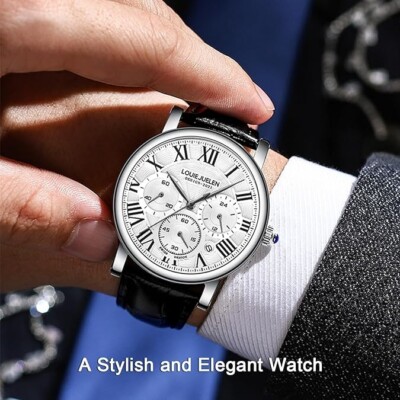 Men's Stainless Steel Business Sub Dials Watch, Multifunction Quartz Movement