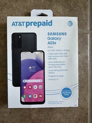 AT&T Prepaid Samsung Galaxy A03s 6.5  HD+ Display 13+2MP Camera 32GB - Black