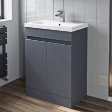 Bathroom Furniture Basin Vanity Toilet WC Unit Tall Cabinet Gloss Grey Modern