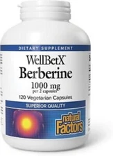 Natural Factors WellBetX Berberine 1000mg 120 Vegetarian Capsules