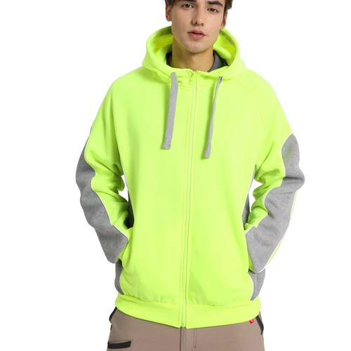 Hi Vis Jumper Hoodie Work Fleece Sweatshirt Orange Yellow Mens Ladies Sizes - Picture 3 of 16