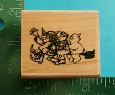 Stampin Up WITCH GHOST ON BROOM Halloween Rubber Stamp
