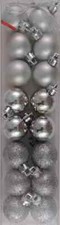CHRISTMAS Mini Shatterproof Silver Mix Glitter 1" BALL ORNAMENTS 16/Pk