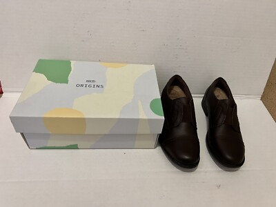 Earth Origins Navigate Nate Brown Leather Women Comfort Shoes, Size 6