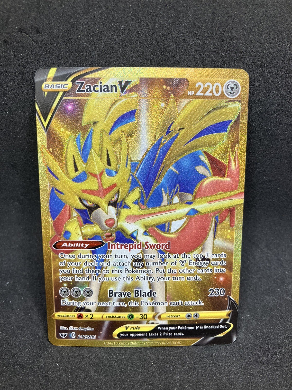 Zacian V - 211/202 - Pokemon Sword & Shield Base Set Secret Rare Card NM
