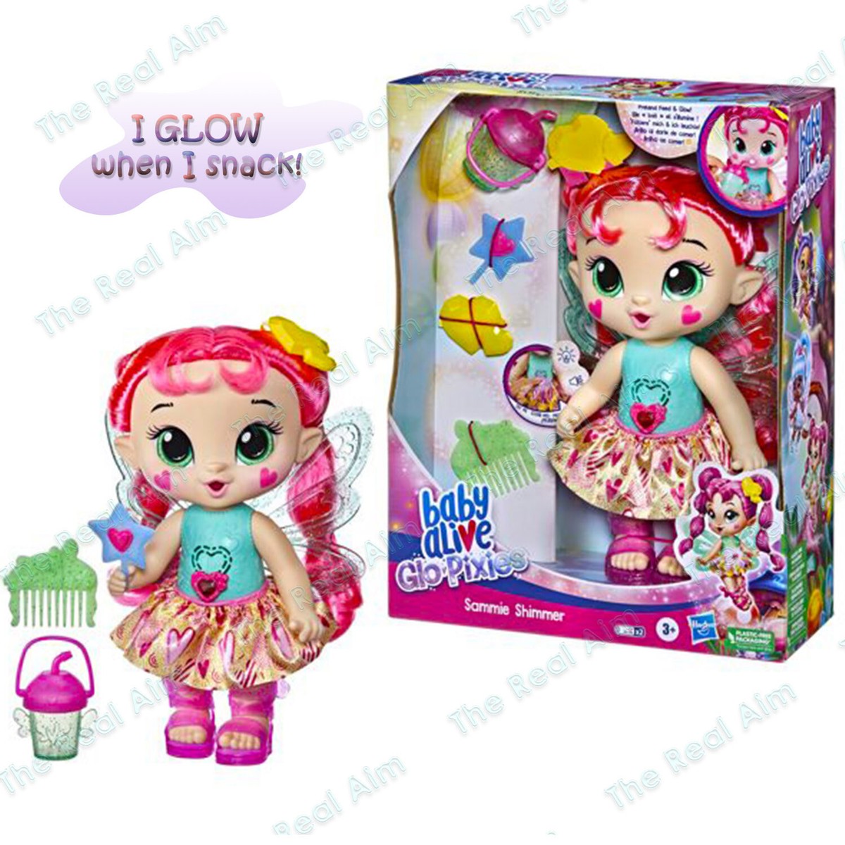 Baby Alive Glow Pixie Doll Fairy Shimmer Pink Hair 20 Sounds and
